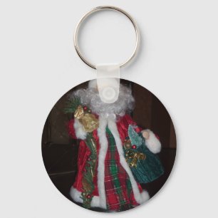 Royal Plaid Hohoho Santa Merry Christmas  Keychain