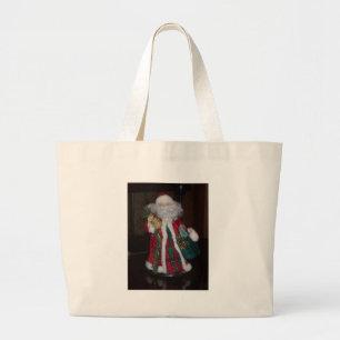 Royal Plaid Hohoho Santa Merry Christmas  Large Tote Bag