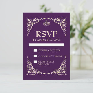 Royal Plum Islamic Wedding RSVP Card