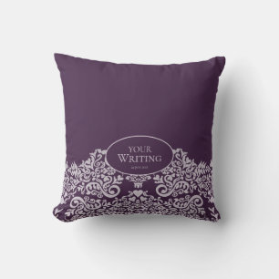 Royal Plum Personalized Damask Throw Pillow