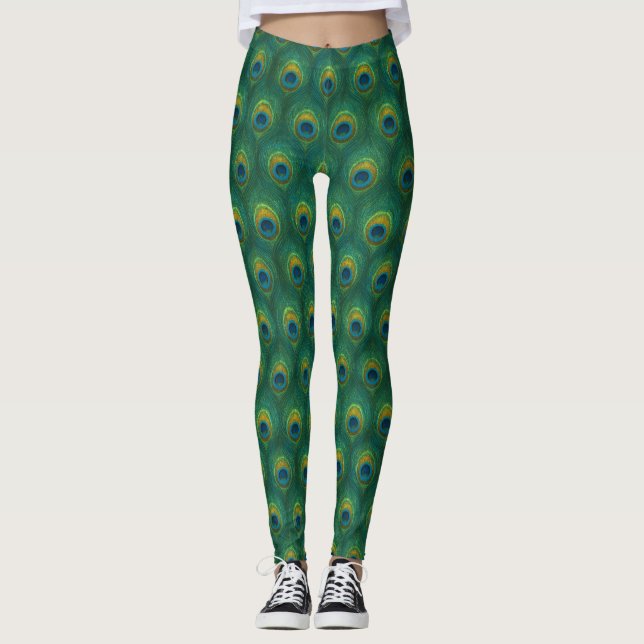  Royal Plumage | Peacock Eye Luxe Repeat Leggings (Front)
