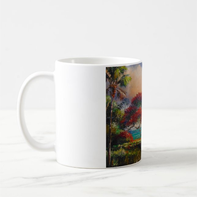 Royal Poinciana Tree & Boat by Mazz Coffee Mug (Left)