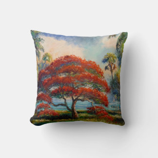 Royal Poinciana Tree by Mazz Throw Pillow