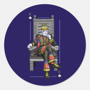 Royal Poker King High Roller Casino Spade Neon Classic Round Sticker