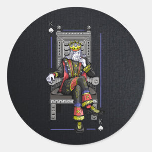 Royal Poker King High Roller Casino Spade Stealth Classic Round Sticker