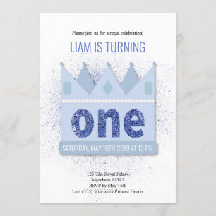 Royal Prince 1st Birthday Invitation   Crown