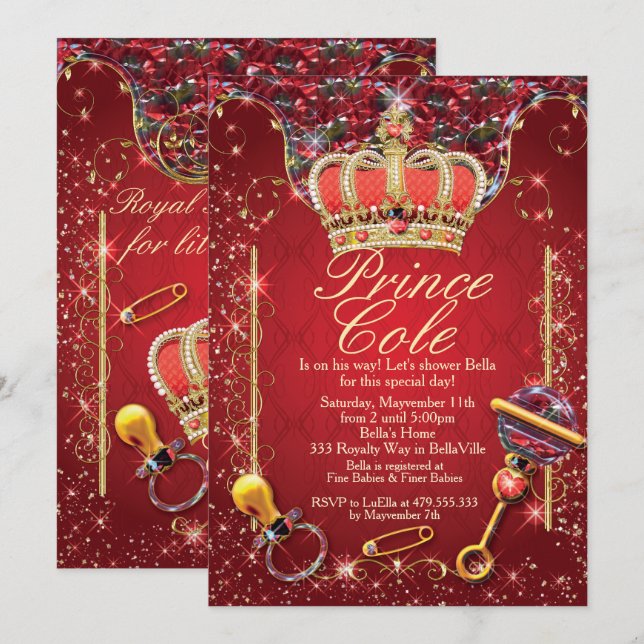 Royal Prince Baby Boy Shower Invitations (Front/Back)