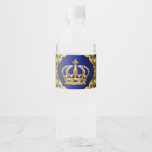 Royal Prince Baby shower Bouteille d'eau Étiquette (Devant)
