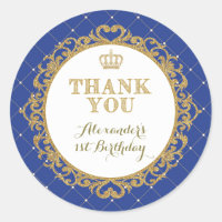 Royal Prince Baby Thank You Sticker Birthday Favou