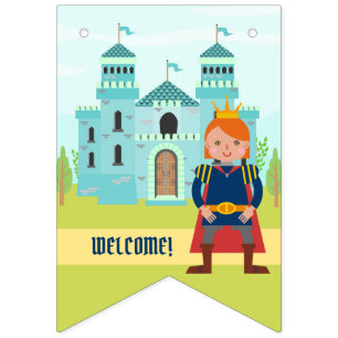 Royal Prince Boy Birthday Party Bun Bunting Flags