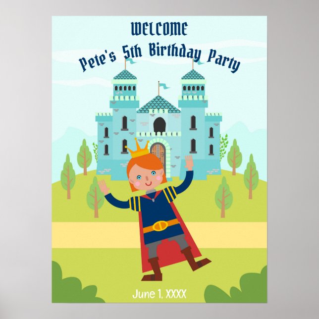 Royal Prince Boy Birthday Party Poster (Front)