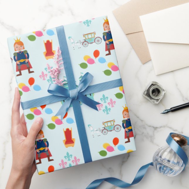 Royal Prince Boy Birthday Party Wrapping Paper (Gifting)