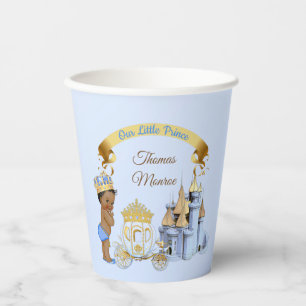 Royal Prince Castle Carriage Blue Gold Boy Paper Cups