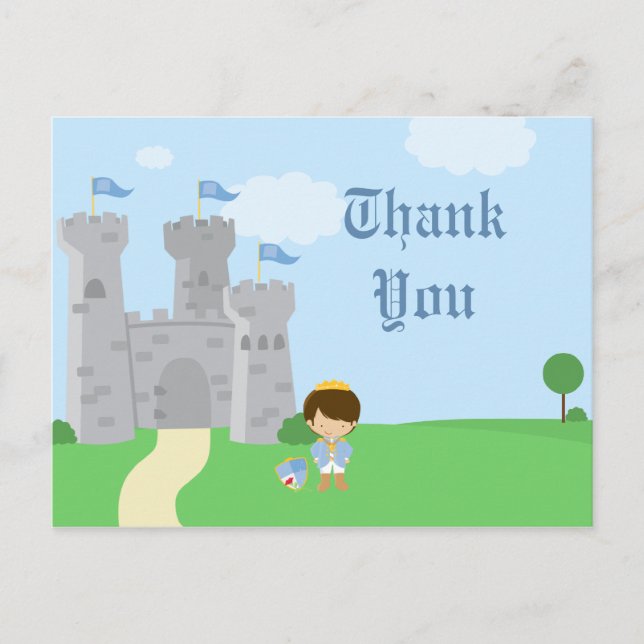 Royal prince charming boys birthday thank you card (Front)