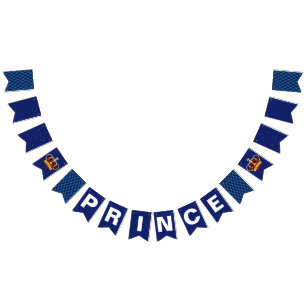 Royal Prince Crown & Royal Blue Baby Shower Bunting Flags