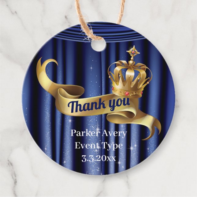 Royal Prince Thank you Favour Tags (Front)