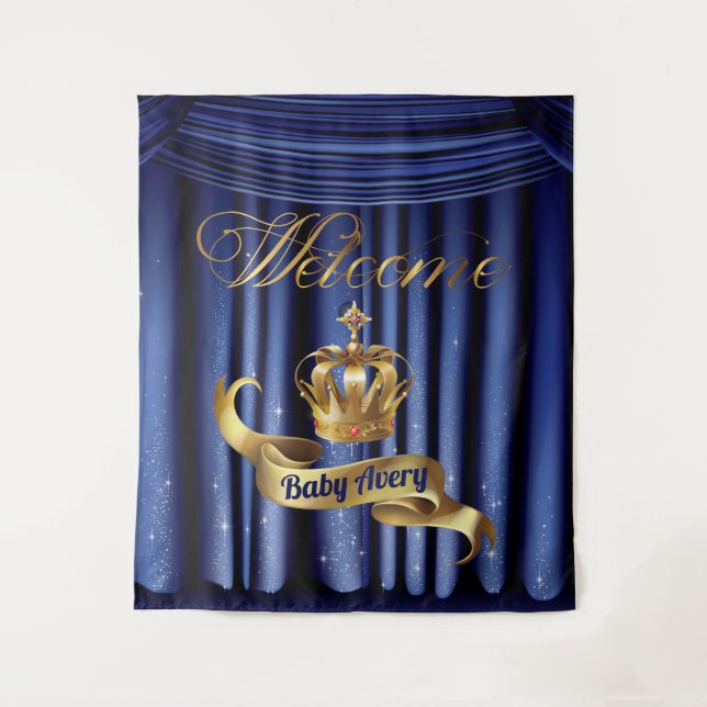 Royal Prince Welcome Baby Baby Shower Tapestry (Front)