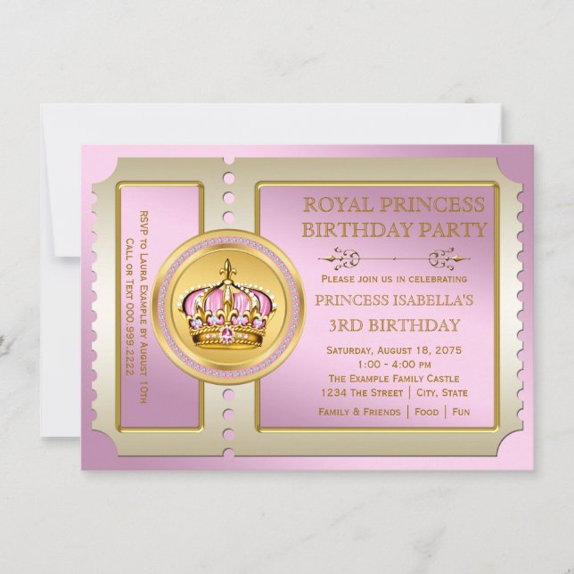 Royal Princess Birthday Party Invitation (Front)