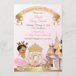 Royal Princess Castle Carriage Pink Gold Girl Invitation