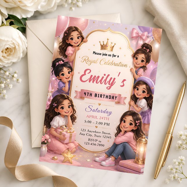 Royal Princess Celebration 4th Birthday Invitation (Creator Uploaded)