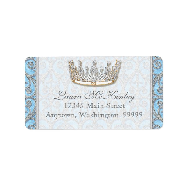 Royal Princess Crown Baby Matching Address Label (Front)