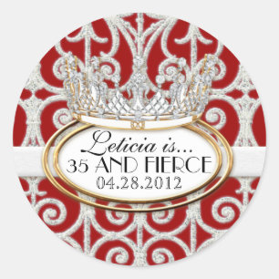 Royal Princess Crown Birthday Party Sticker Seal