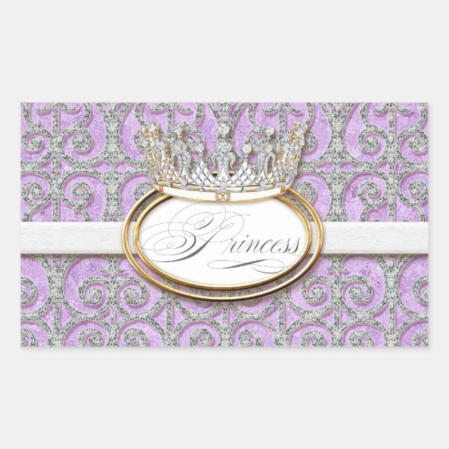 Royal Princess Crown Girl Baby Shower Sticker Seal (Front)