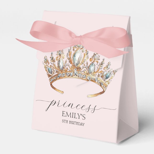 Royal Princess Crown Girl Birthday Party Favor Box (Front Side)