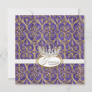 Royal Princess Crown Girl Birthday Party Invites