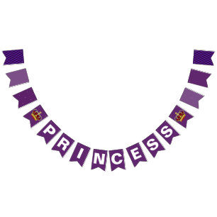Royal Princess Crown & Royal Purple Bunting Flags