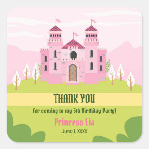 Royal Princess Girl Birthday Party Square Sticker