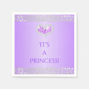 Royal Princess Lavender & Silver Diamond Heart Napkin