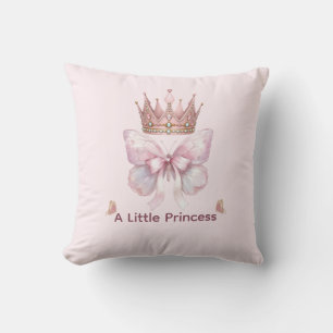 Royal Princess Pink Butterfly Crown Throw Pillow