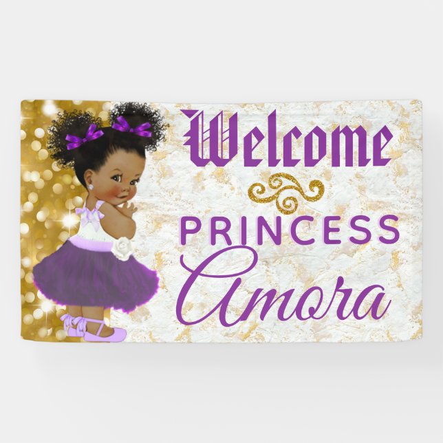 Royal Princess Purple|Gold Elegant Welcome Banner (Horizontal)