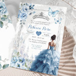 Royal Princess Silver Dusty Blue Quinceañera Invitation<br><div class="desc">Royal Princess Silver Dusty Blue Quinceañera Invitation</div>