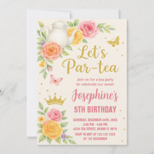 Royal Princess Tea Party Anniversaire Invitation