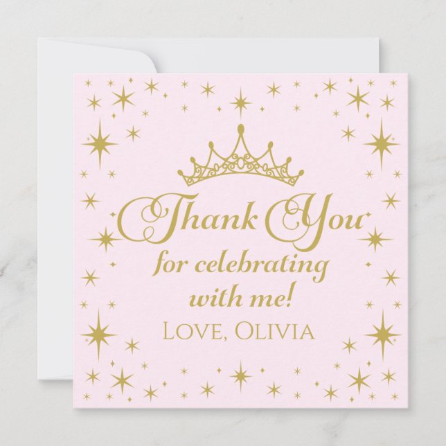 Royal Princess Thank You Invitation (Front)