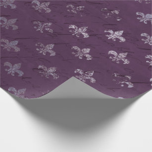 Royal Princess Violet Script Purple Fleur-de-lis Wrapping Paper