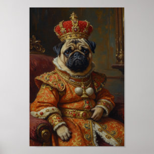Royal Pug Portrait Poster