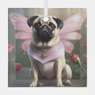 Royal Pug: The Princess Fairy of Enchanted Realms Glass Ornament