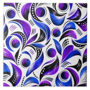 Royal Purple Abstract Swirl Decorative Tiles
