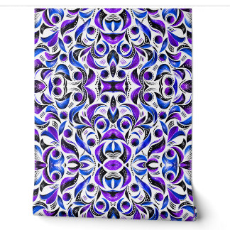 Royal Purple Abstract Swirl Pattern Fabric Wallpaper