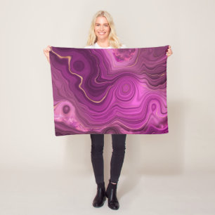 Royal Purple And Gold Agate Abstract Fleece Blanket