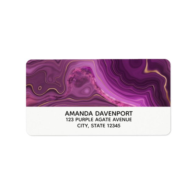 Royal Purple And Gold Agate Abstract Label (Front)