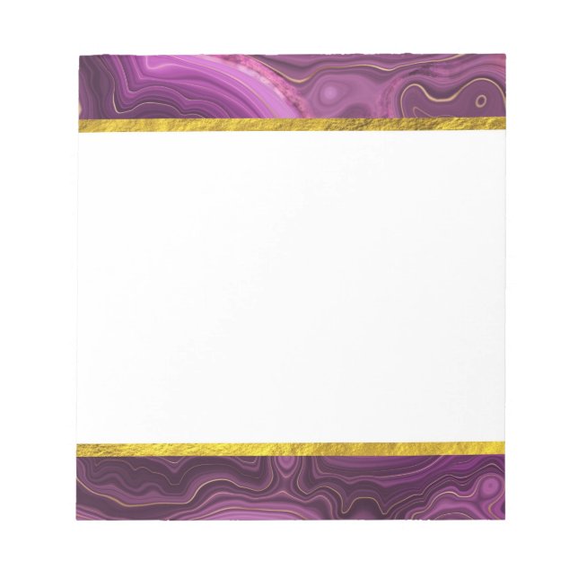 Royal Purple And Gold Agate Abstract Notepad (Front)