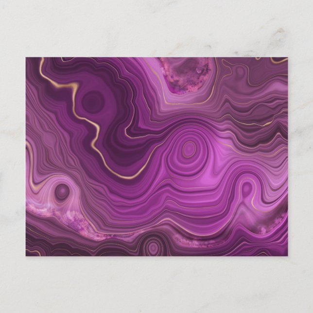 Royal Purple And Gold Agate Abstract Postcard (Front)