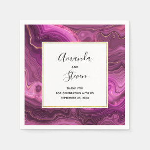 Royal Purple And Gold Agate Abstract Wedding Napkin