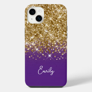 Royal Purple and Gold Glitter Glam iPhone 14 Plus Case
