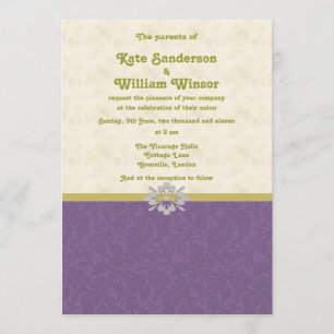 royal purple and gold wedding invitation card