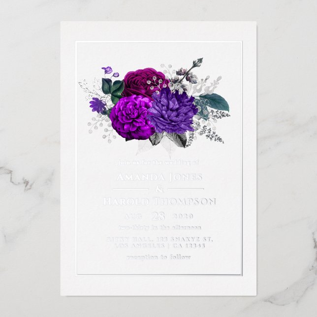 Royal Purple and Silver Floral Wedding (Front)
